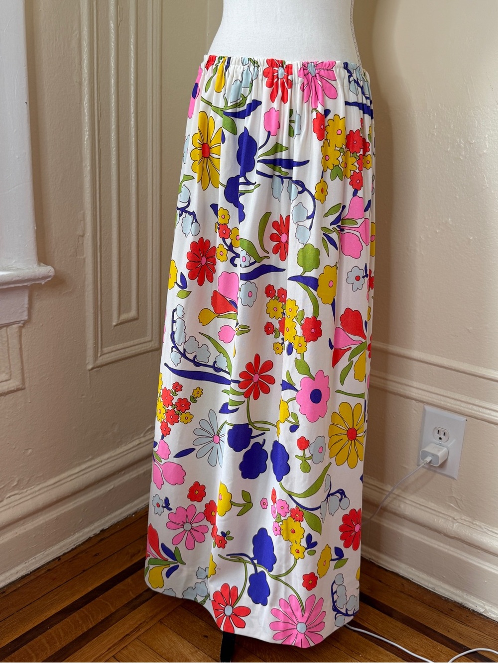 1970s / 60s Judy Bond Maxi Flower Power Mod Bohemian Skirt